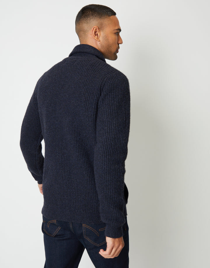 Navy Marl Shawl Cardigan