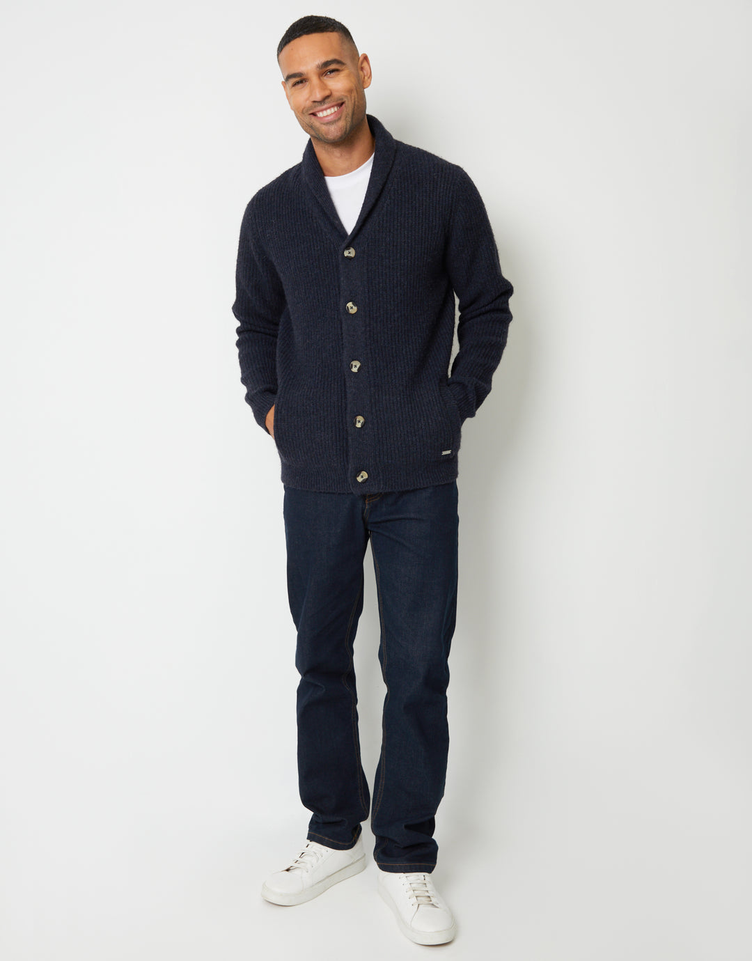 Navy Marl Shawl Cardigan