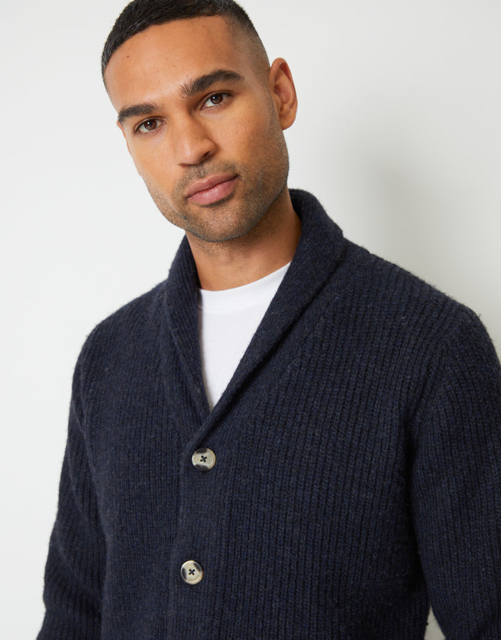Navy Marl Shawl Cardigan