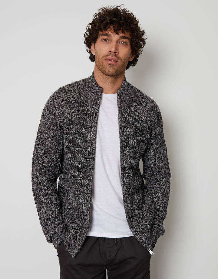Charcoal Grey Full-Zip Cardigan
