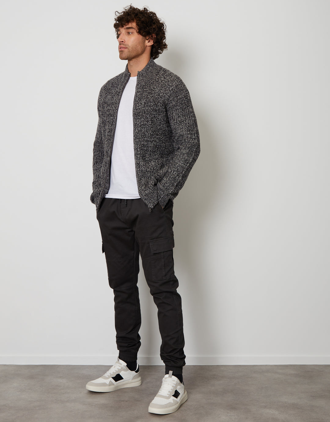 Charcoal Grey Full-Zip Cardigan