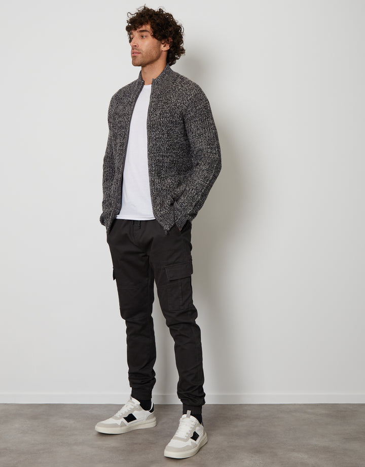 Charcoal Grey Full-Zip Cardigan