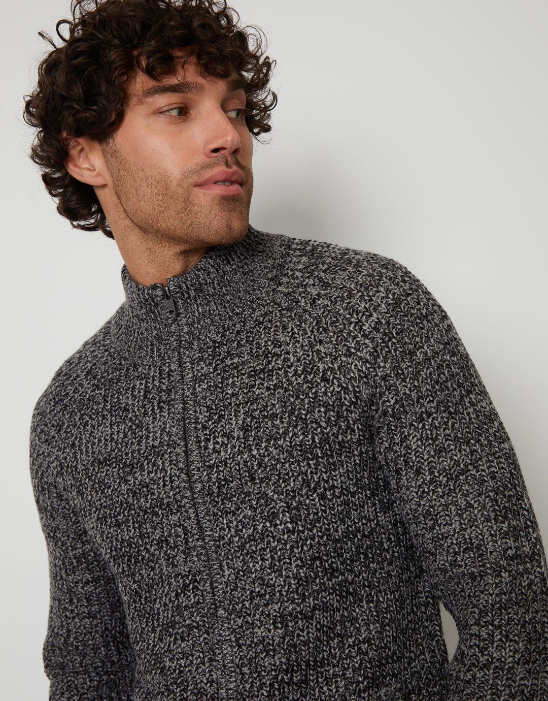 Charcoal Grey Full-Zip Cardigan