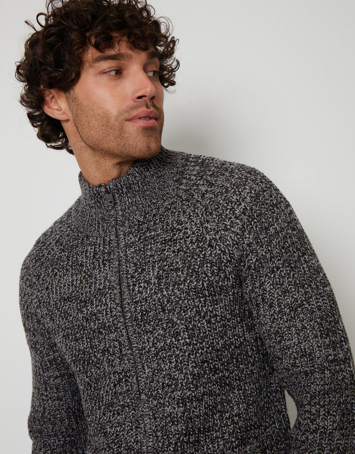 Charcoal Grey Full-Zip Cardigan