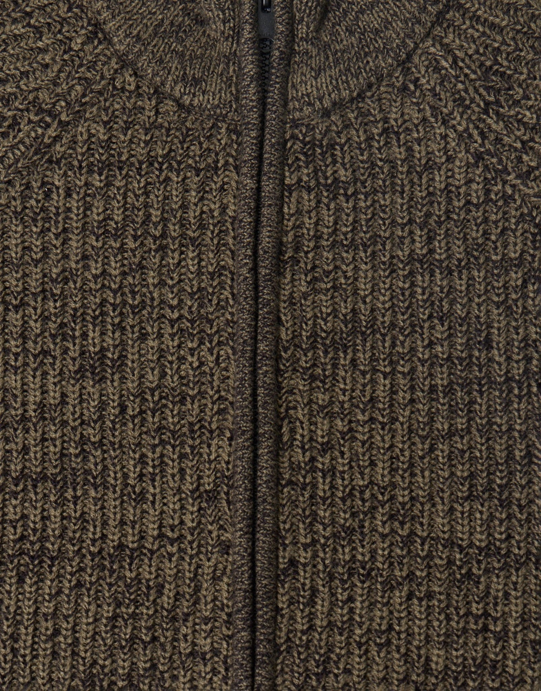 Threadbare Full-Zip Cardigan in Khaki Green - close up