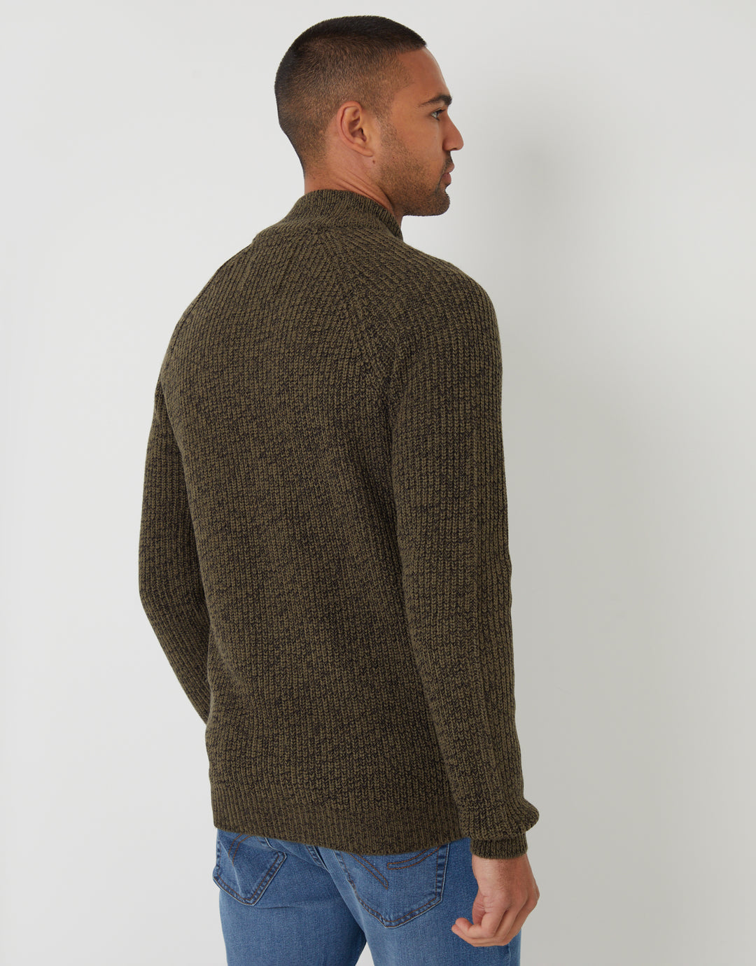 Khaki Green Full-Zip Cardigan