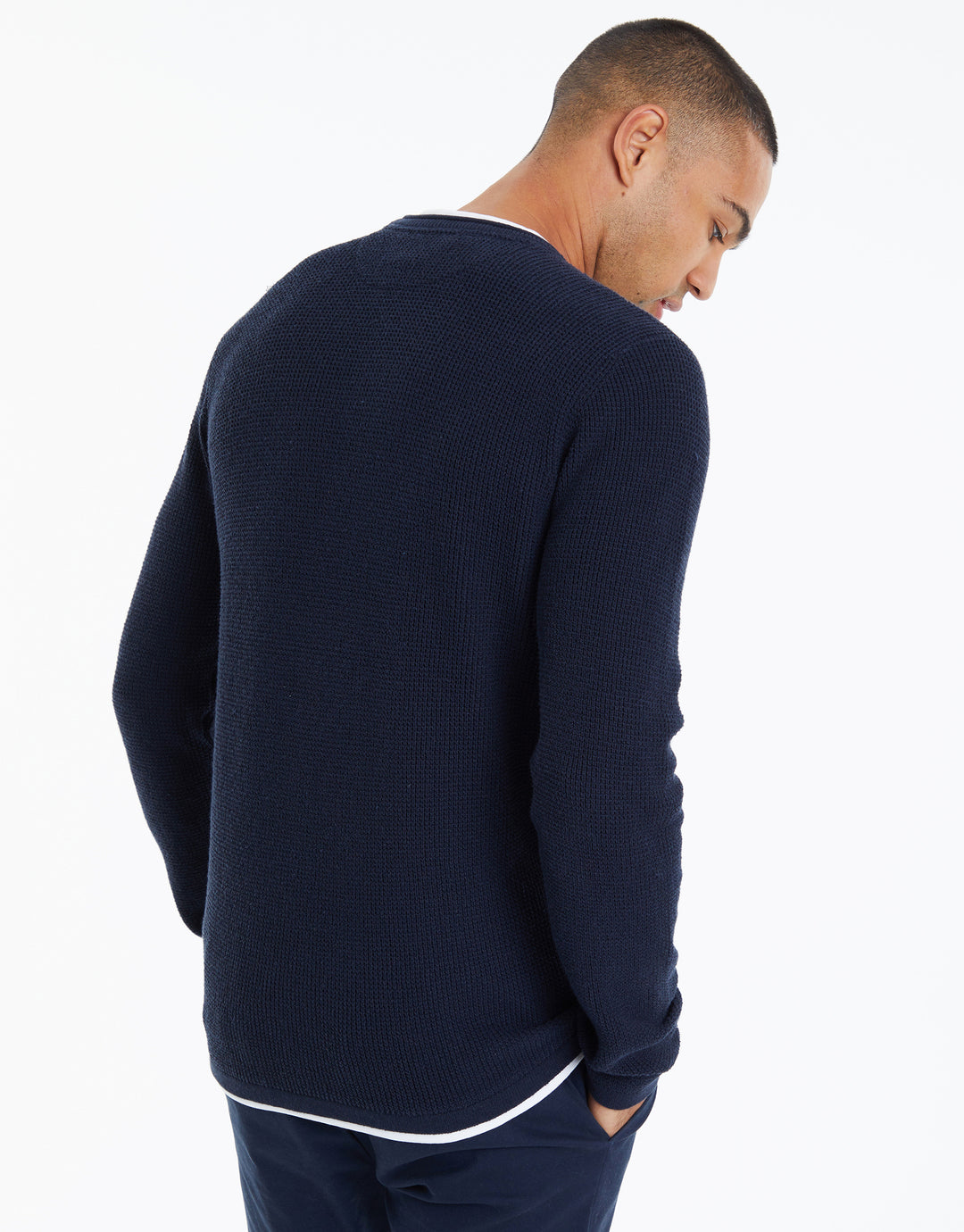 Navy Mock Tee Crew Neck Jumper