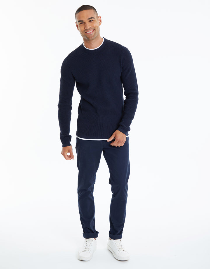 Navy Mock Tee Crew Neck Jumper