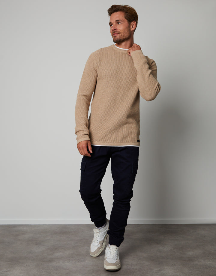 Ecru Mock Tee Crew Neck Jumper