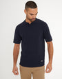 Navy Trophy Neck Knitted Polo