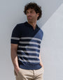 Navy Striped Knitted Polo