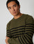 Khaki Green Striped Knitted Crew Neck Jumper