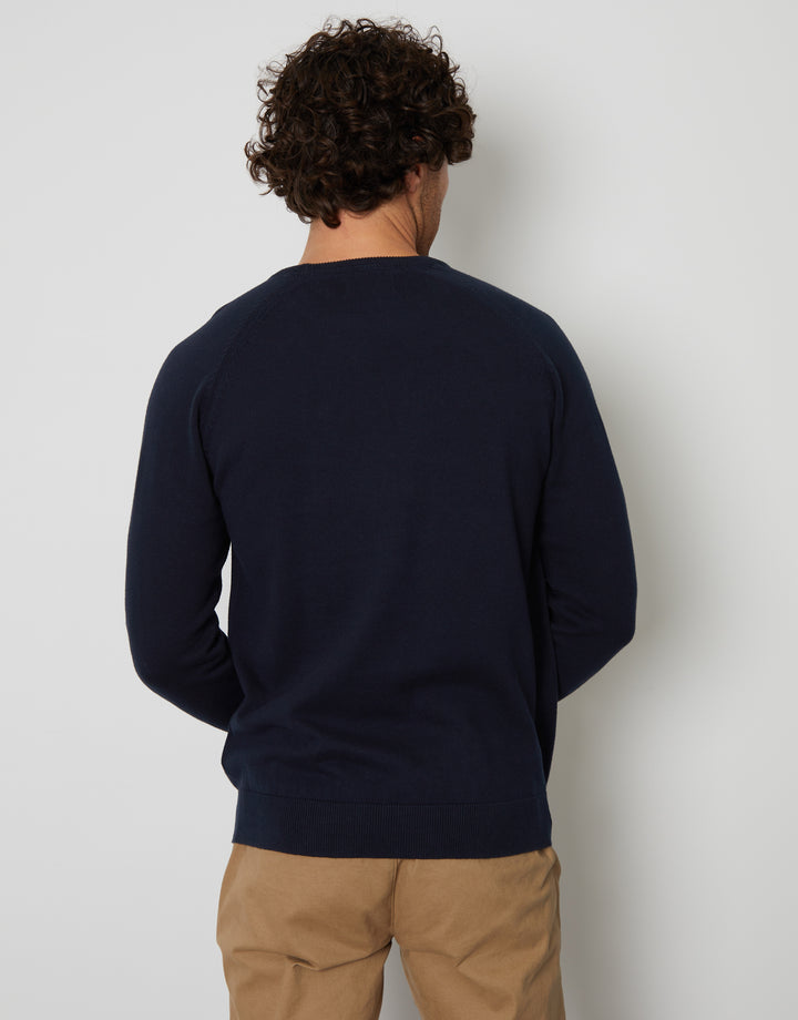 Navy Crew Neck Knitted Jumper