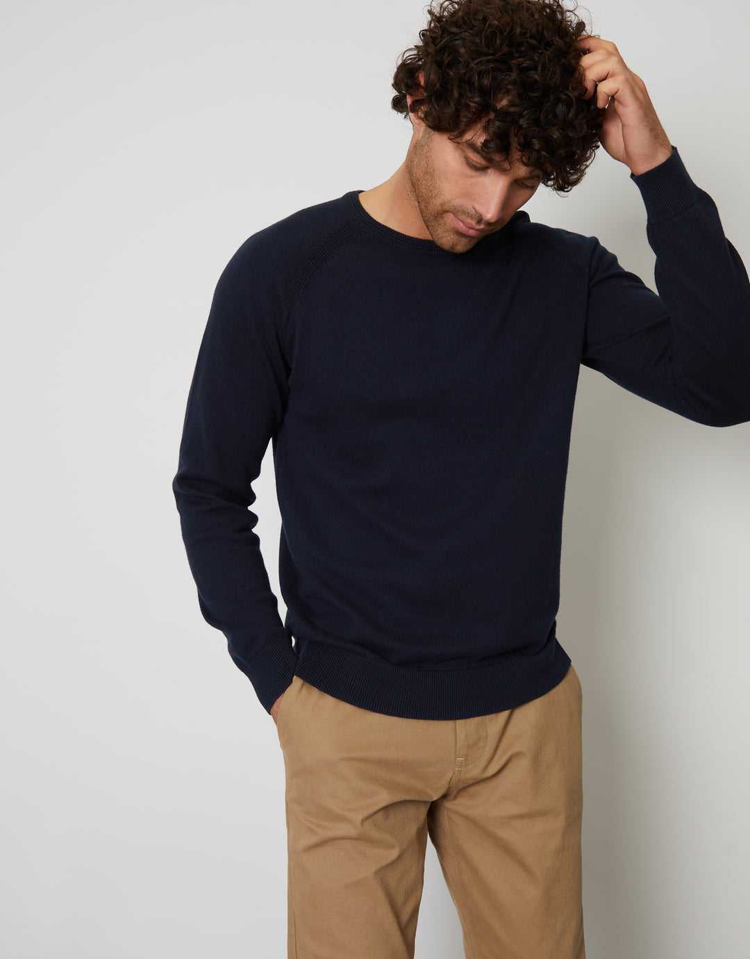 Navy Crew Neck Knitted Jumper