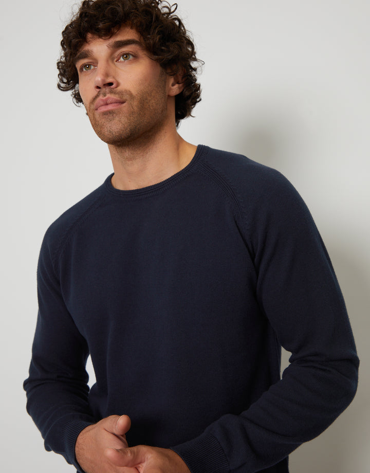 Navy Crew Neck Knitted Jumper