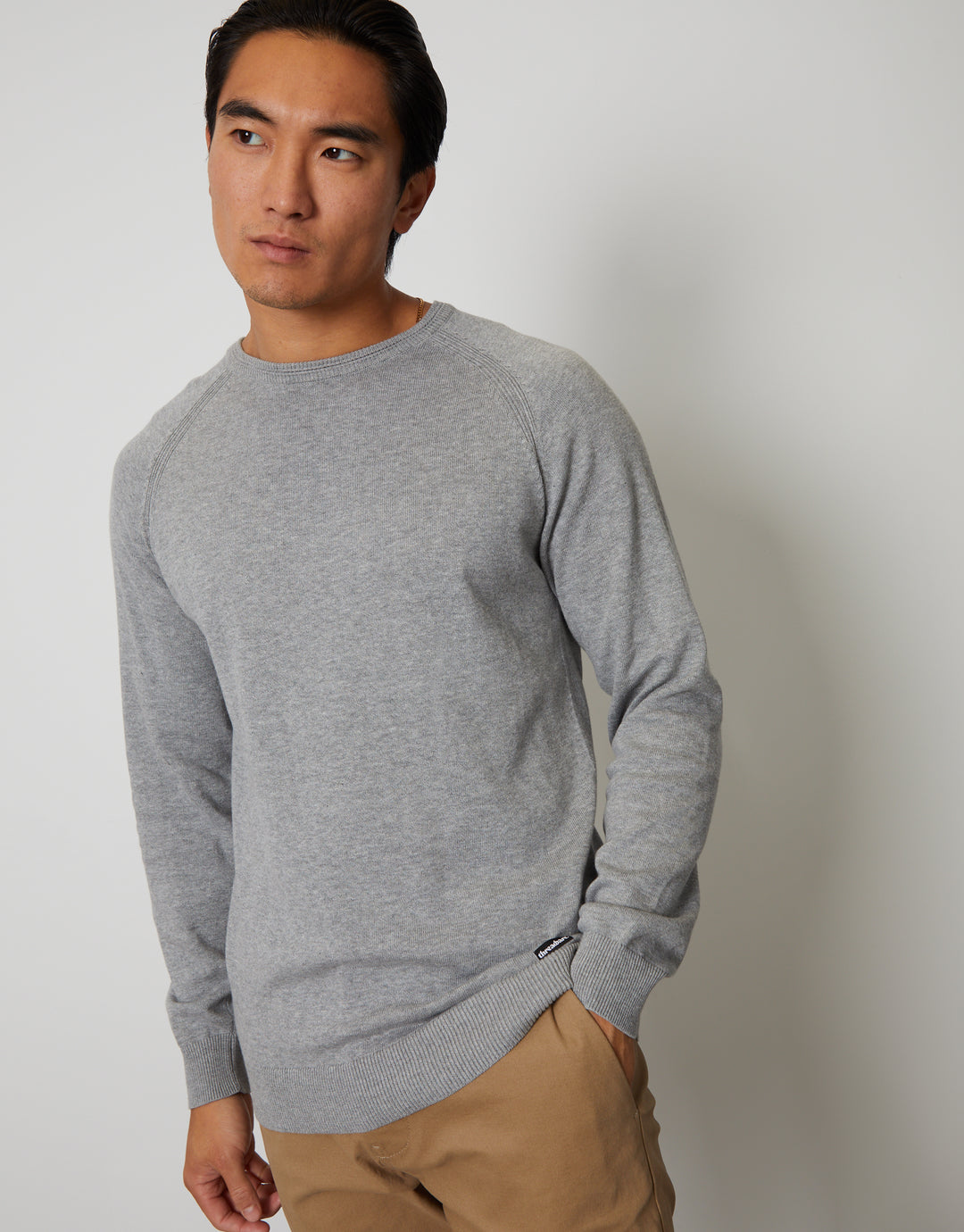 Grey Marl Crew Neck Knitted Jumper