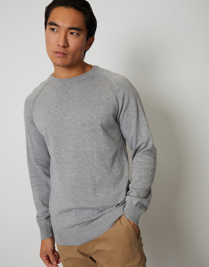 Grey Marl Crew Neck Knitted Jumper