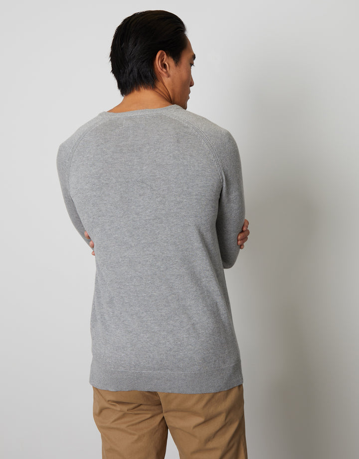 Grey Marl Crew Neck Knitted Jumper