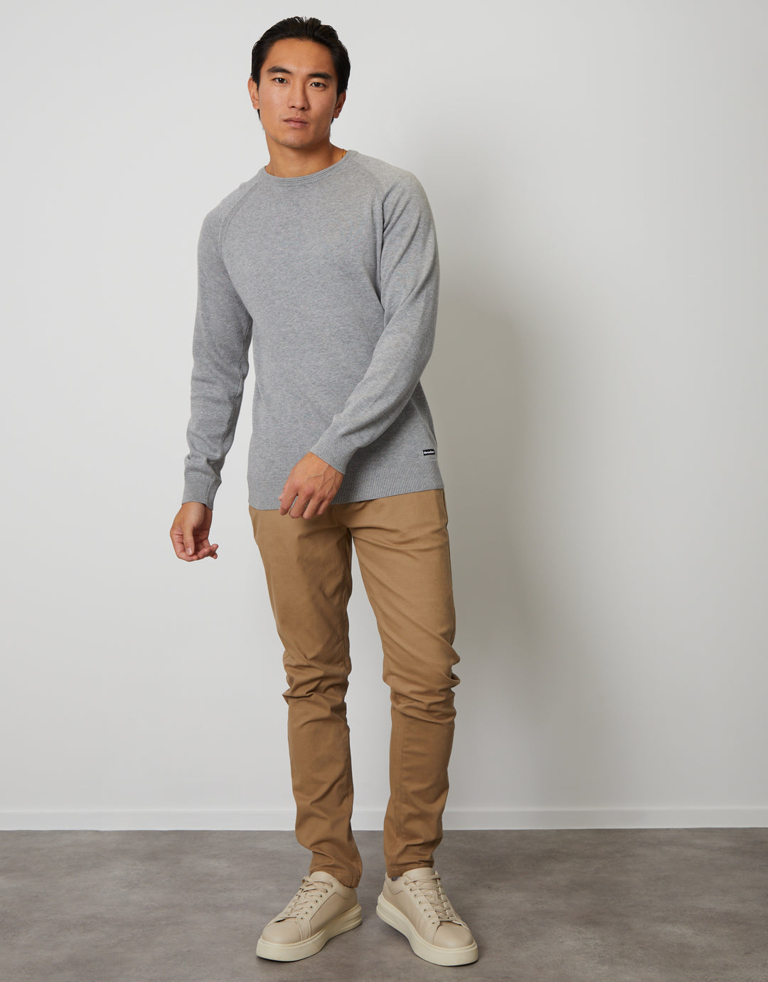 Grey Marl Crew Neck Knitted Jumper