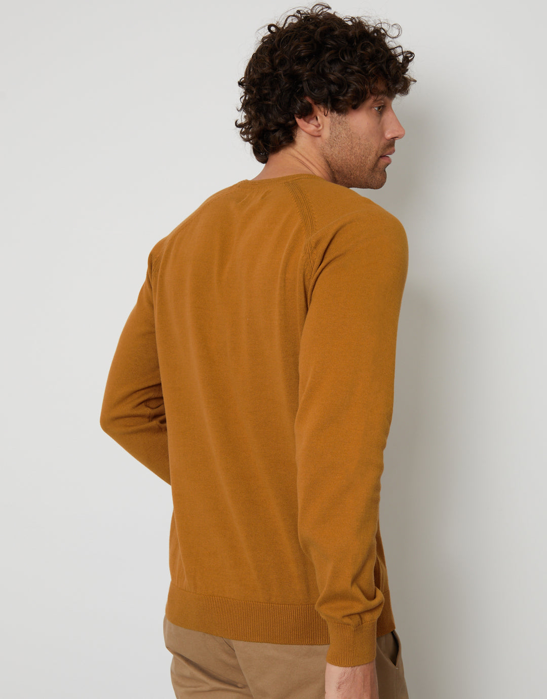 Camel Brown Crew Neck Knitted Jumper