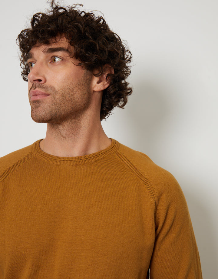 Camel Brown Crew Neck Knitted Jumper