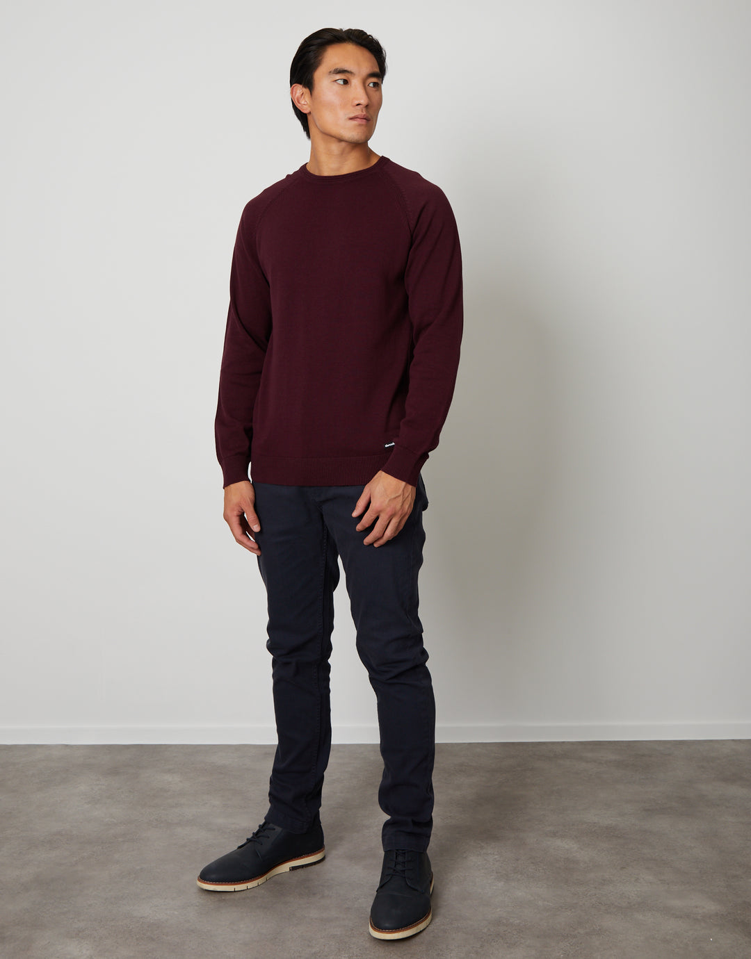 Burgundy Crew Neck Knitted Jumper