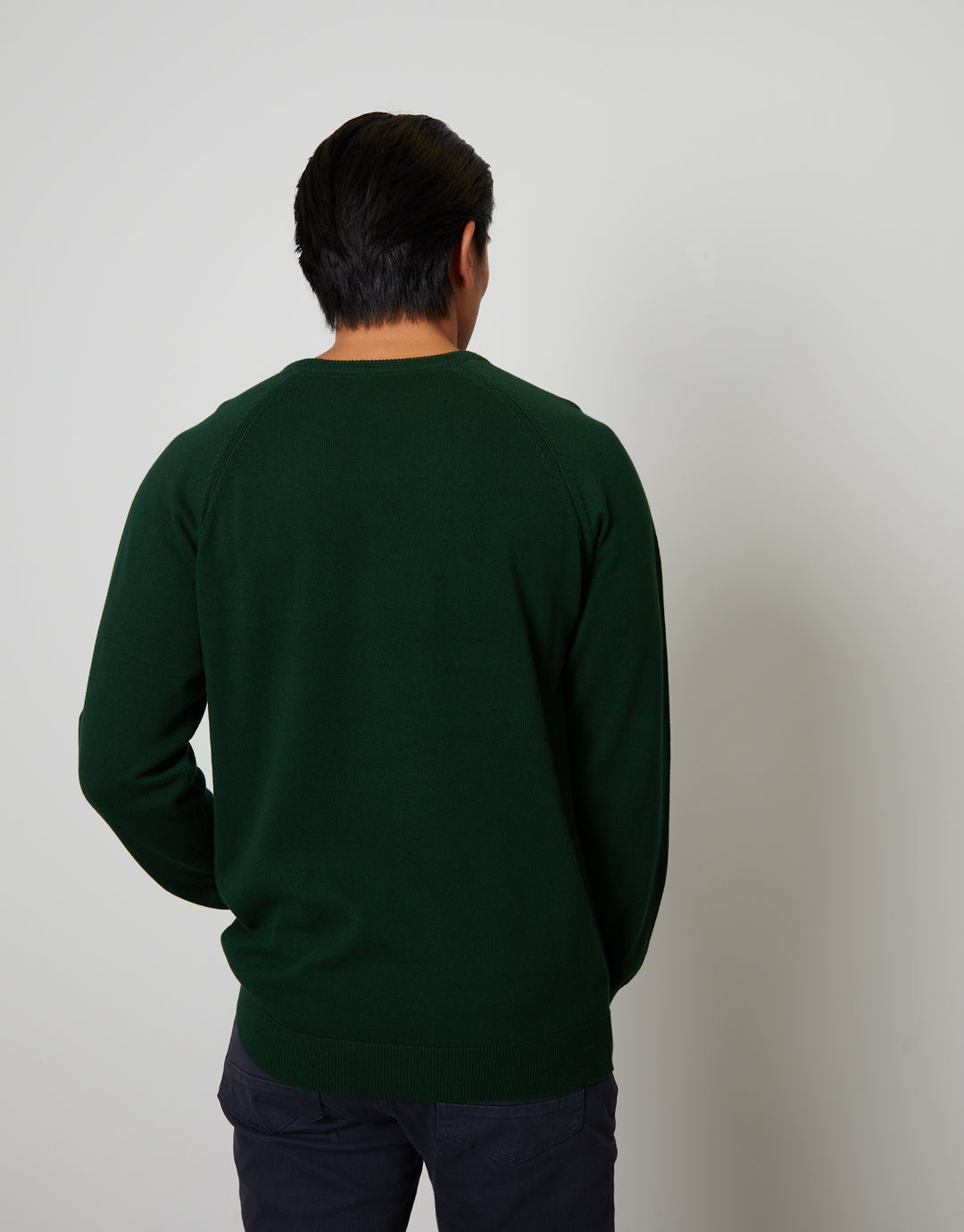 Forest Green Crew Neck Knitted Jumper