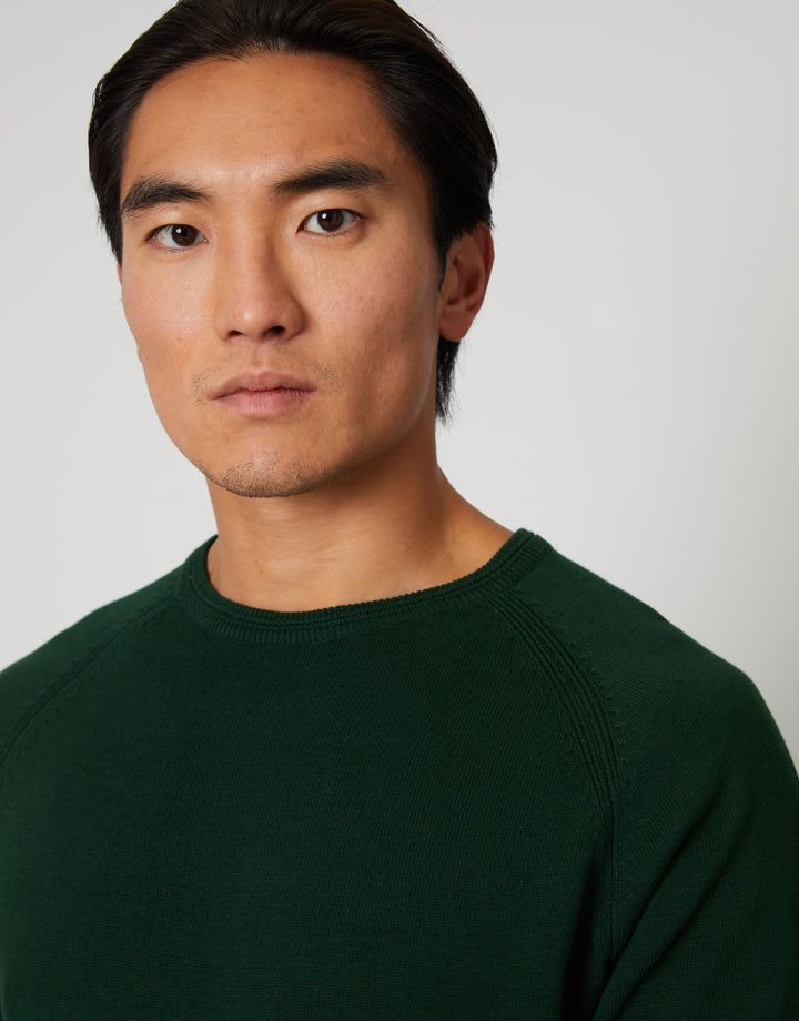 Forest Green Crew Neck Knitted Jumper