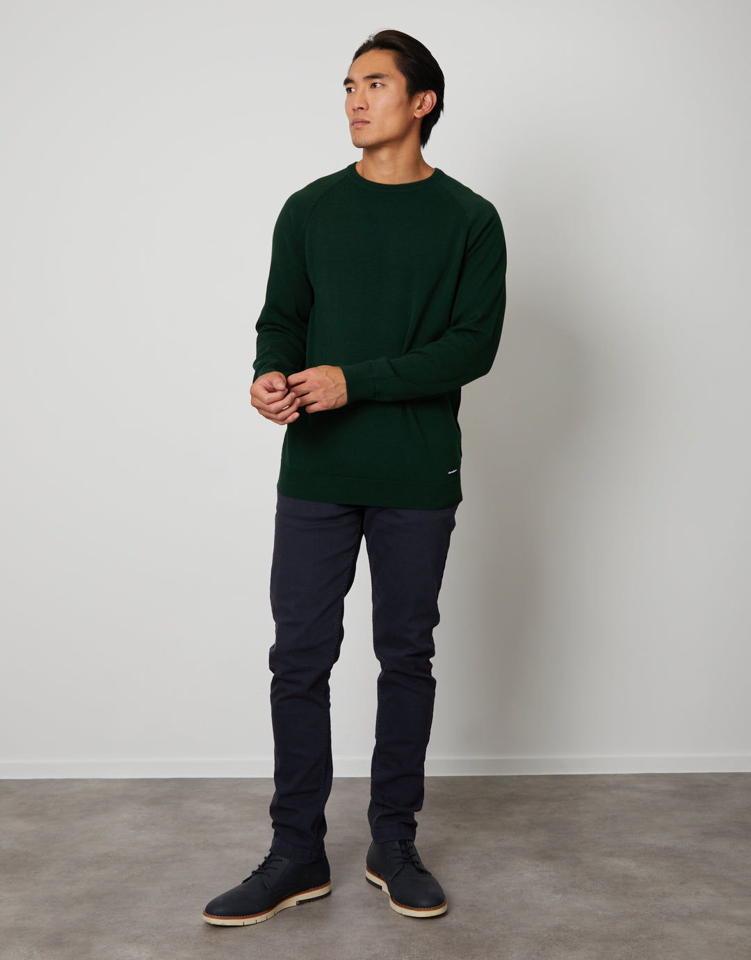 Forest Green Crew Neck Knitted Jumper