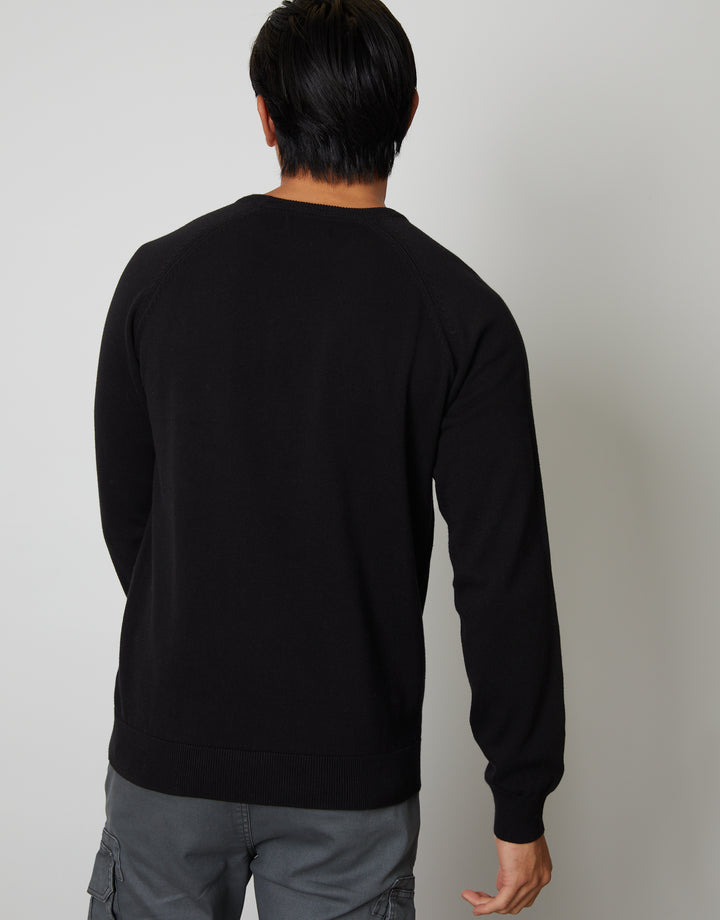 Black Crew Neck Knitted Jumper