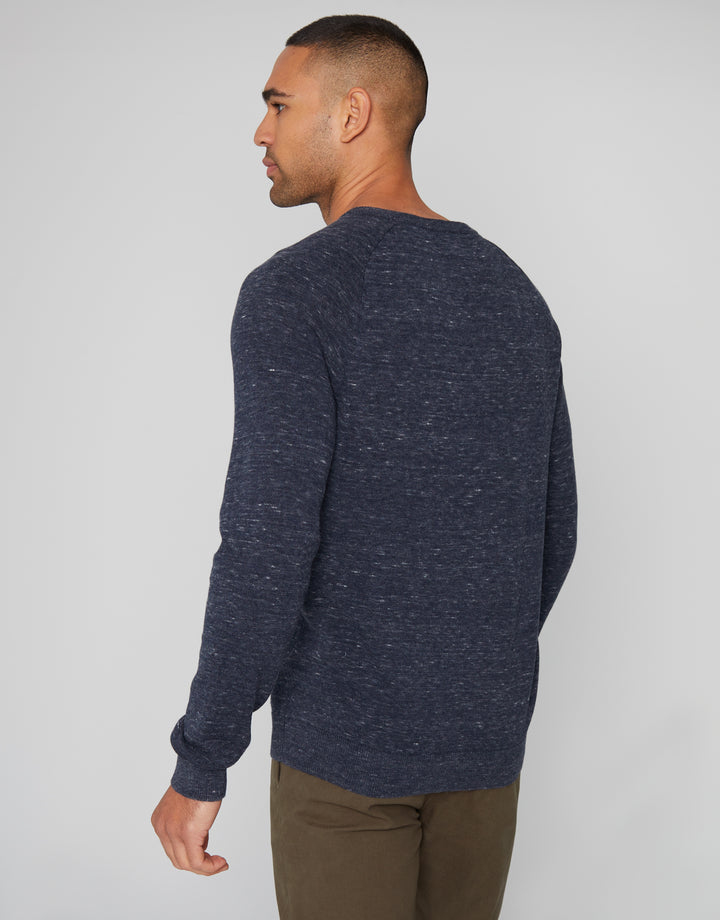 Navy Marl Crew Neck Knitted Jumper