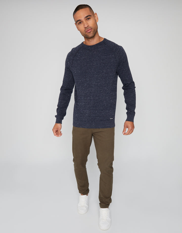 Navy Marl Crew Neck Knitted Jumper