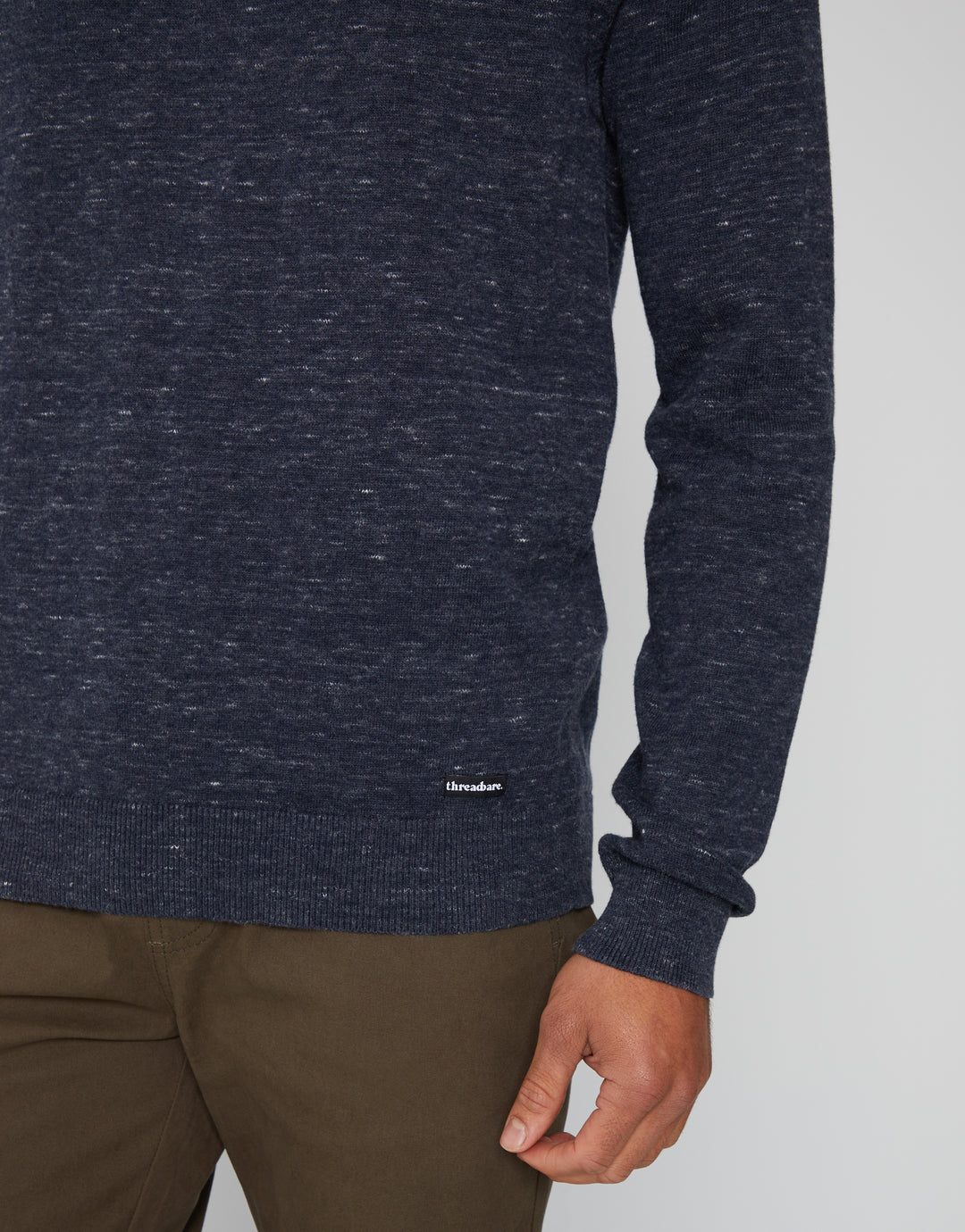 Navy Marl Crew Neck Knitted Jumper
