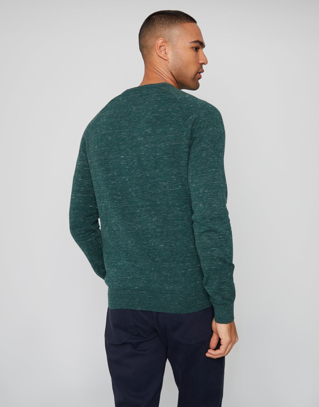 Green Marl Crew Neck Knitted Jumper