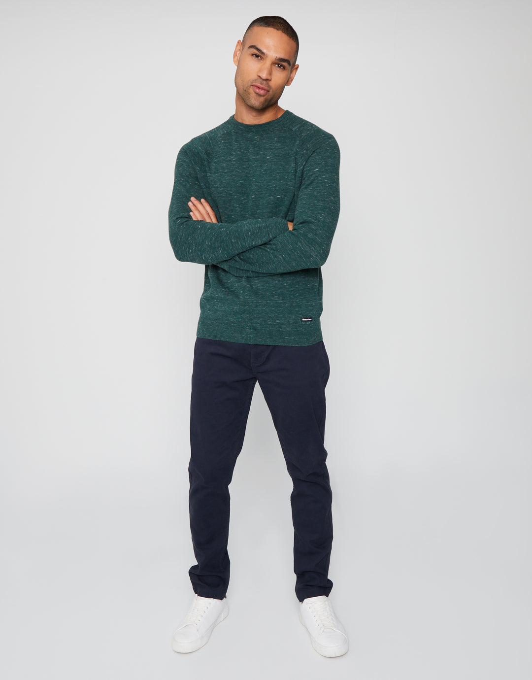 Green Marl Crew Neck Knitted Jumper
