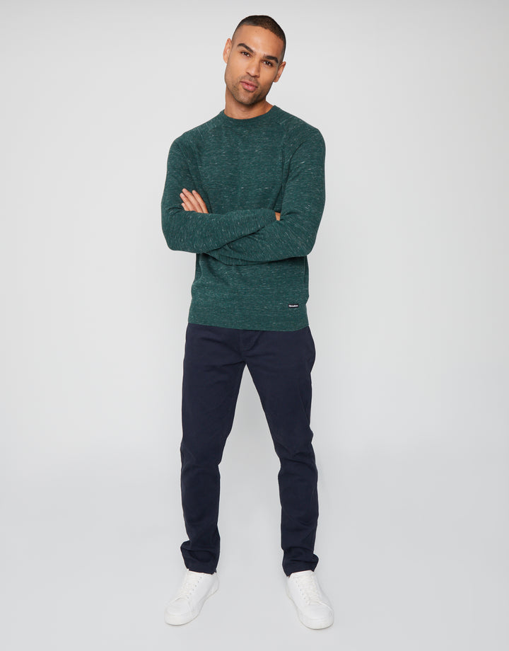 Green Marl Crew Neck Knitted Jumper