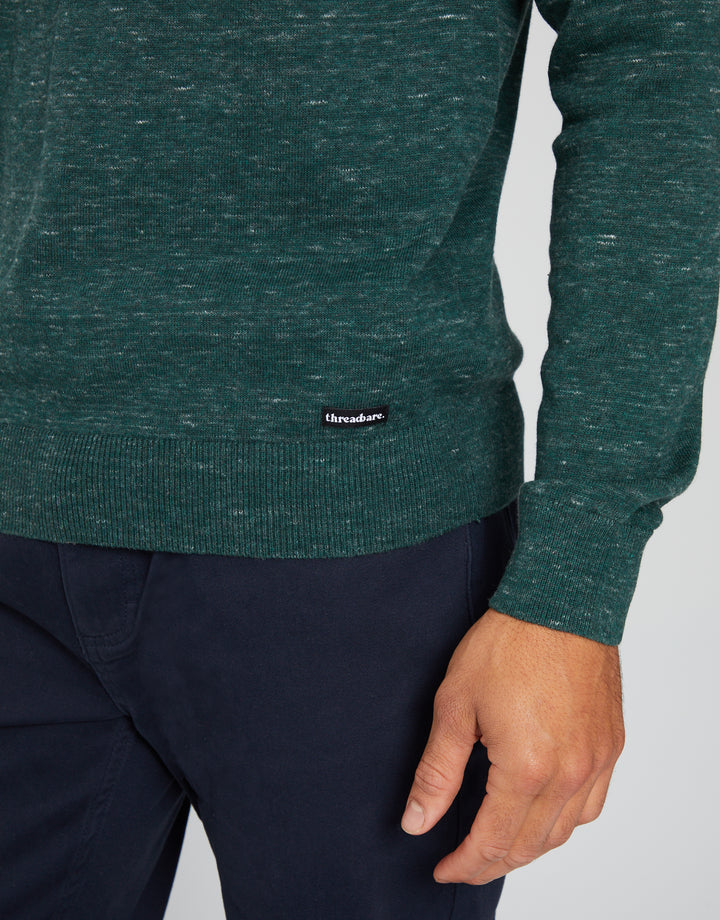 Green Marl Crew Neck Knitted Jumper