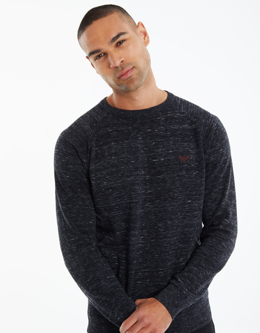 Black Crew Neck Knitted Jumper