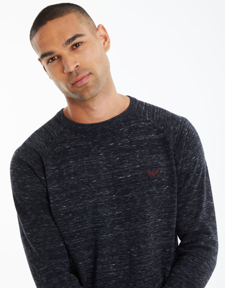 Black Crew Neck Knitted Jumper