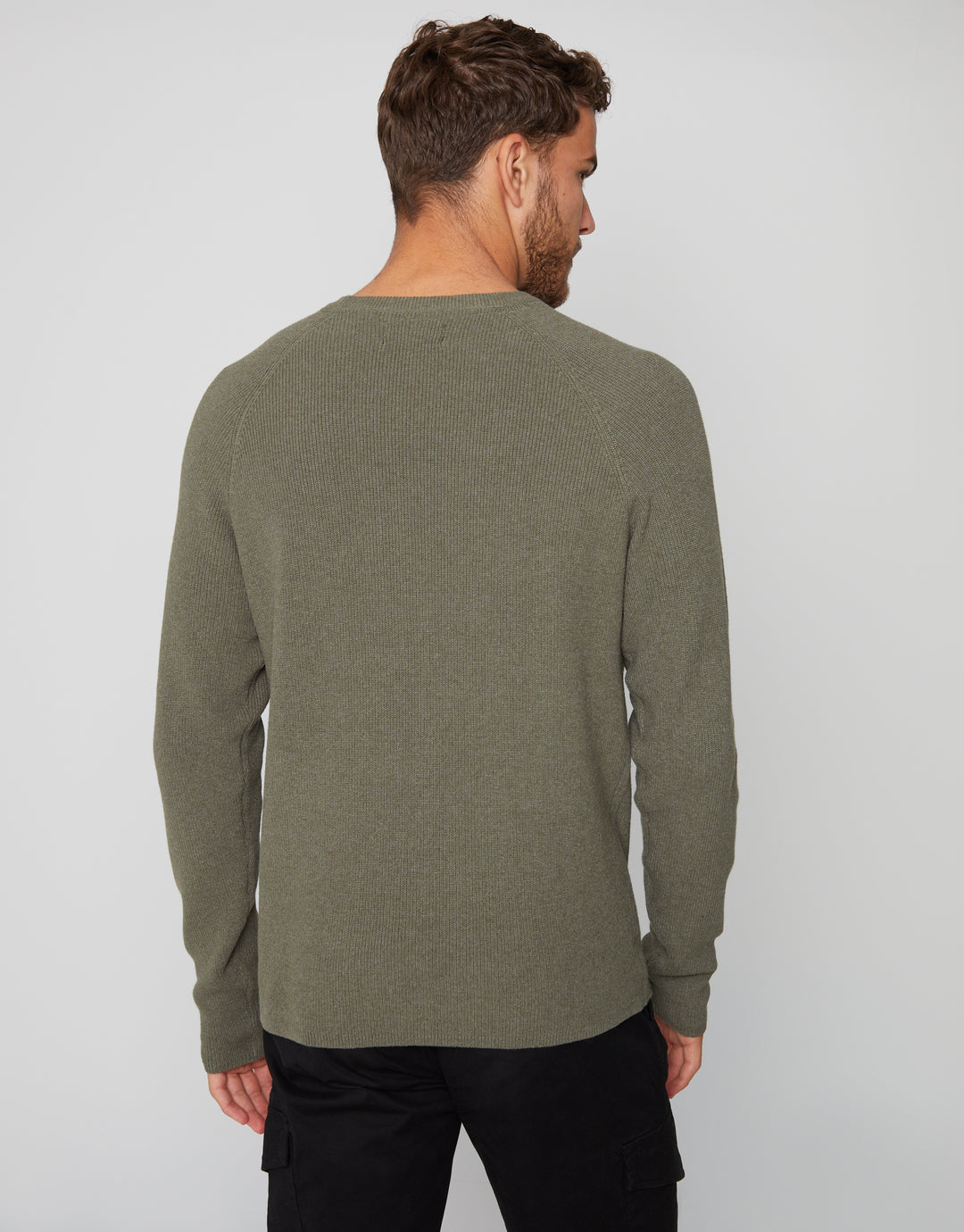 Khaki Green Crew Neck Knitted Jumper