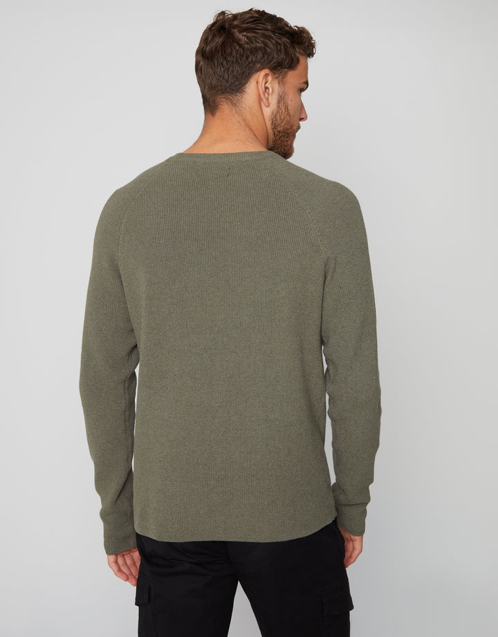 Khaki Green Crew Neck Knitted Jumper