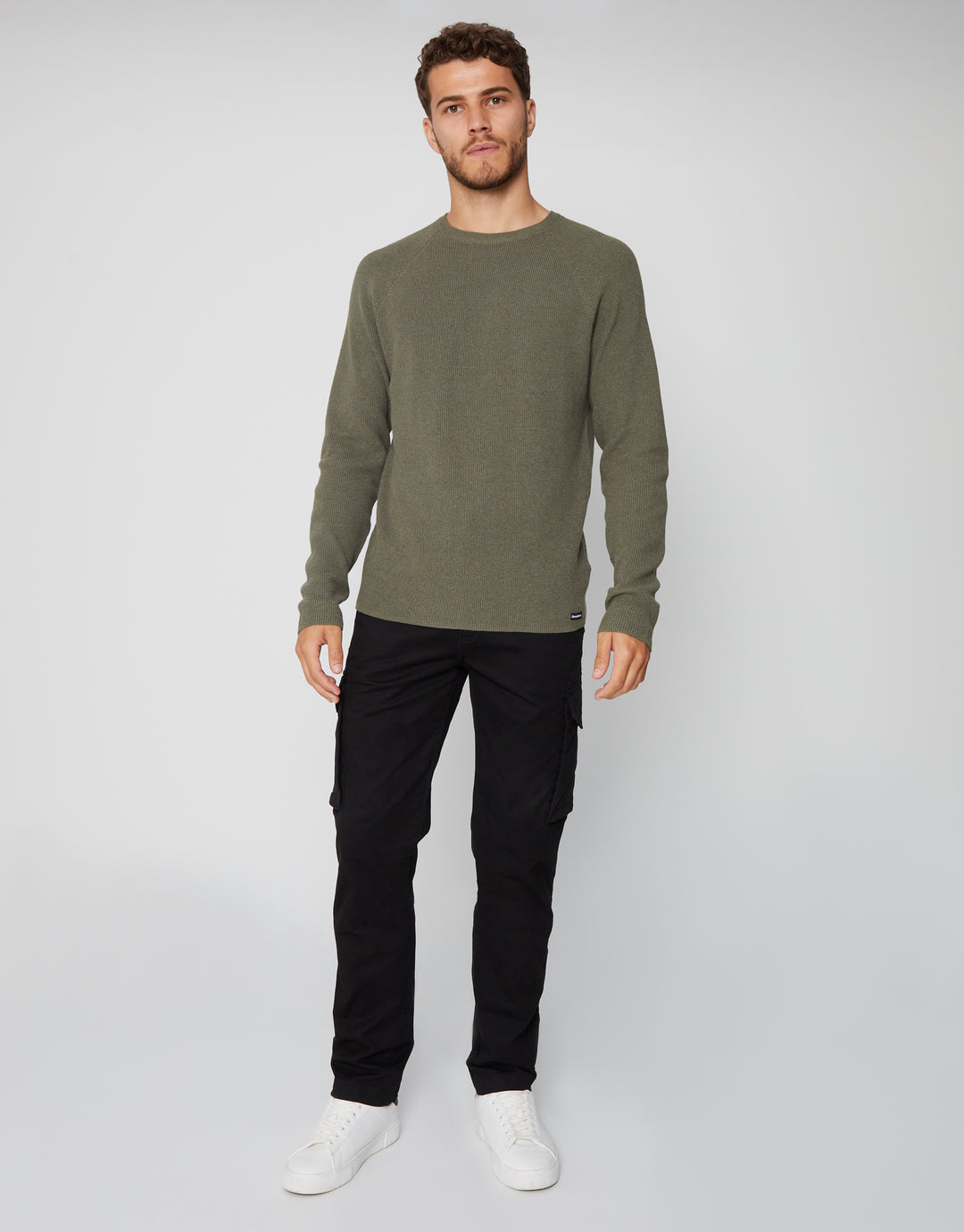 Khaki Green Crew Neck Knitted Jumper