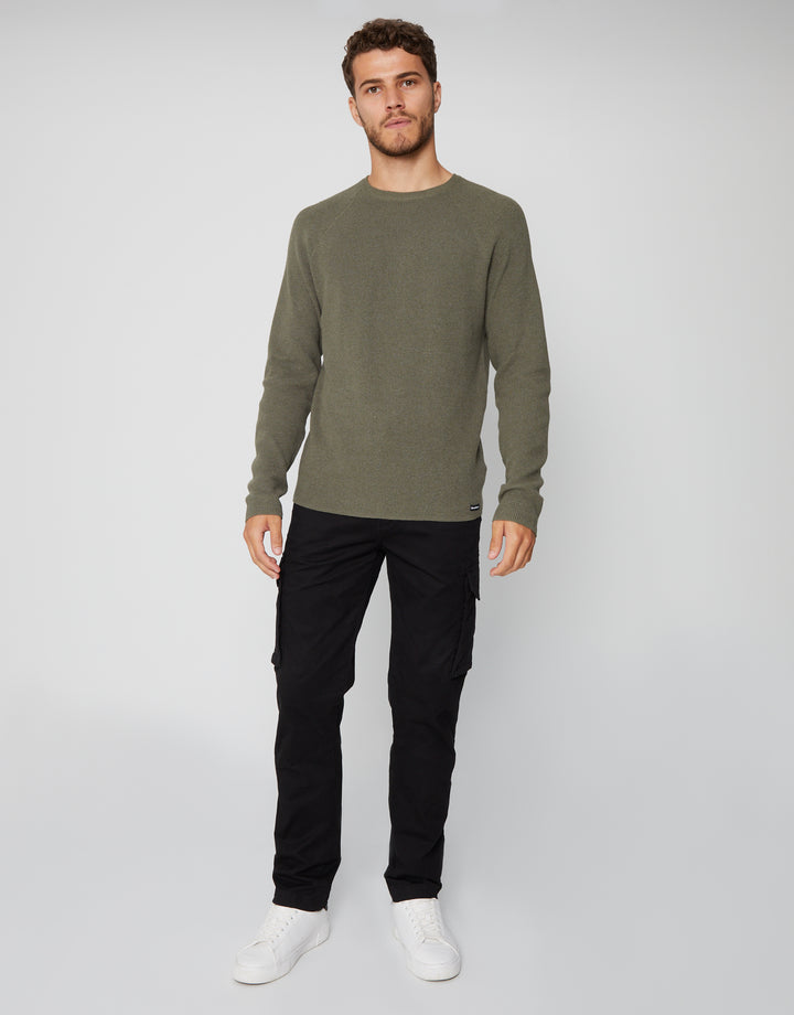 Khaki Green Crew Neck Knitted Jumper