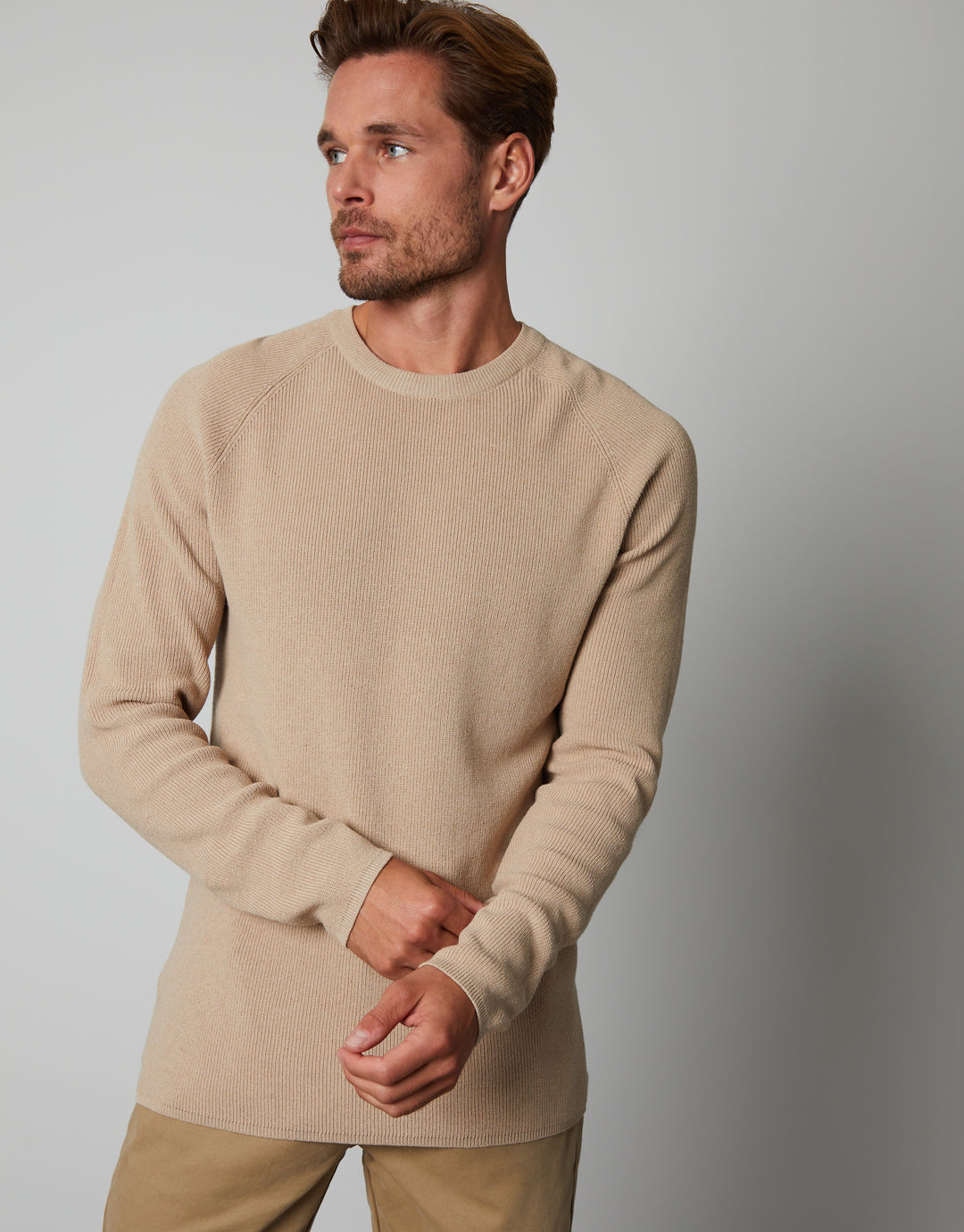 Stone Crew Neck Knitted Jumper