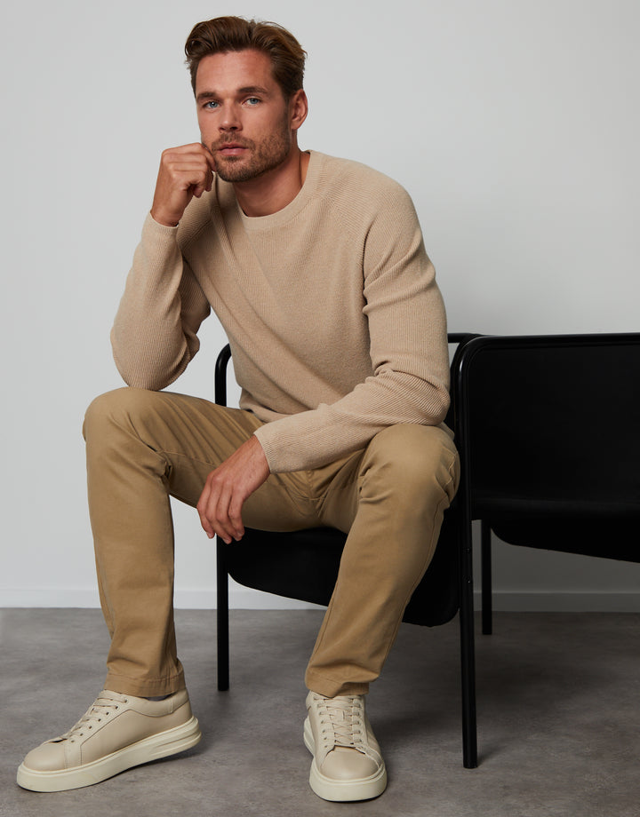 Stone Crew Neck Knitted Jumper