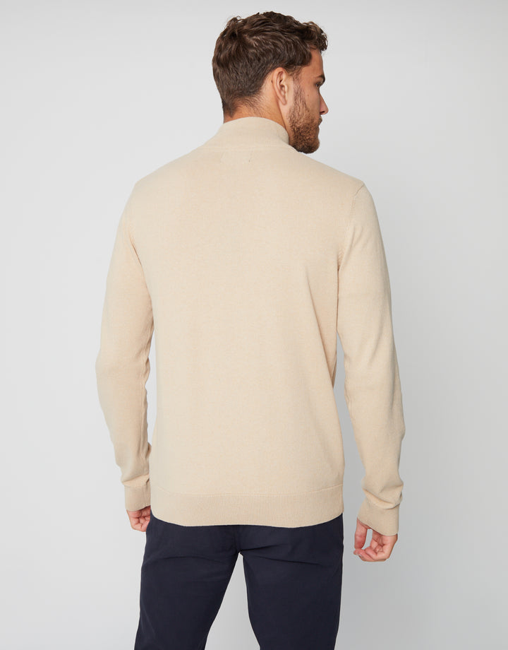 Stone Rib Detail Knitted Quarter Zip Jumper