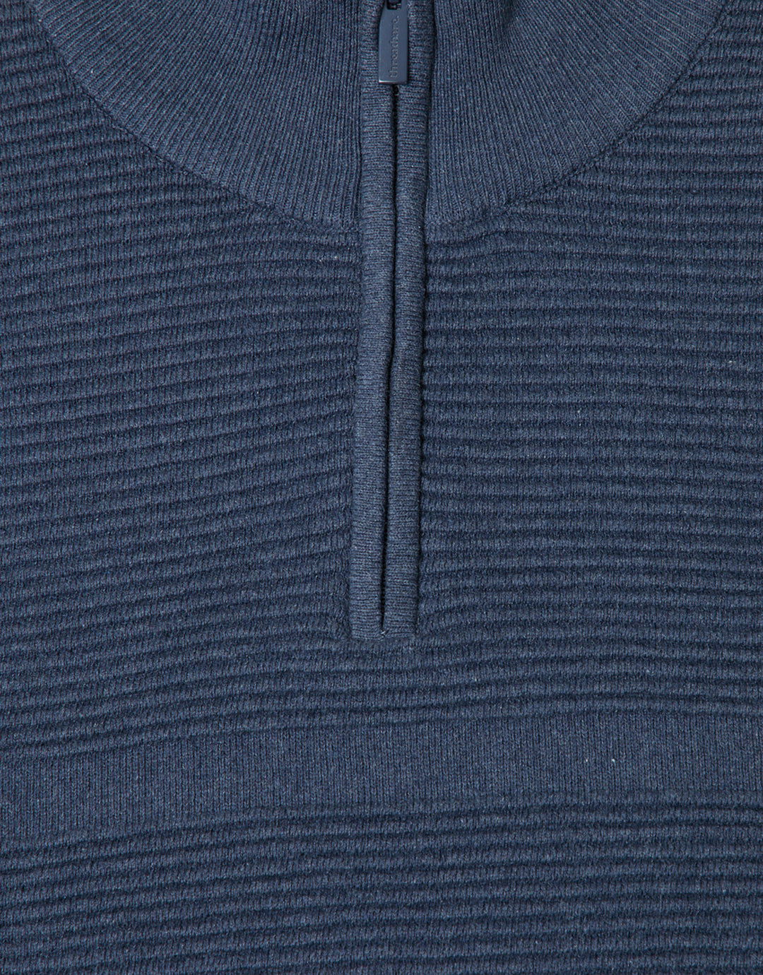 Threadbare Raglan Knitted Quarter Zip Jumper in Denim Blue - detail