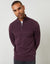 Rib Detail Knitted Quarter Zip Jumper in Burgundy