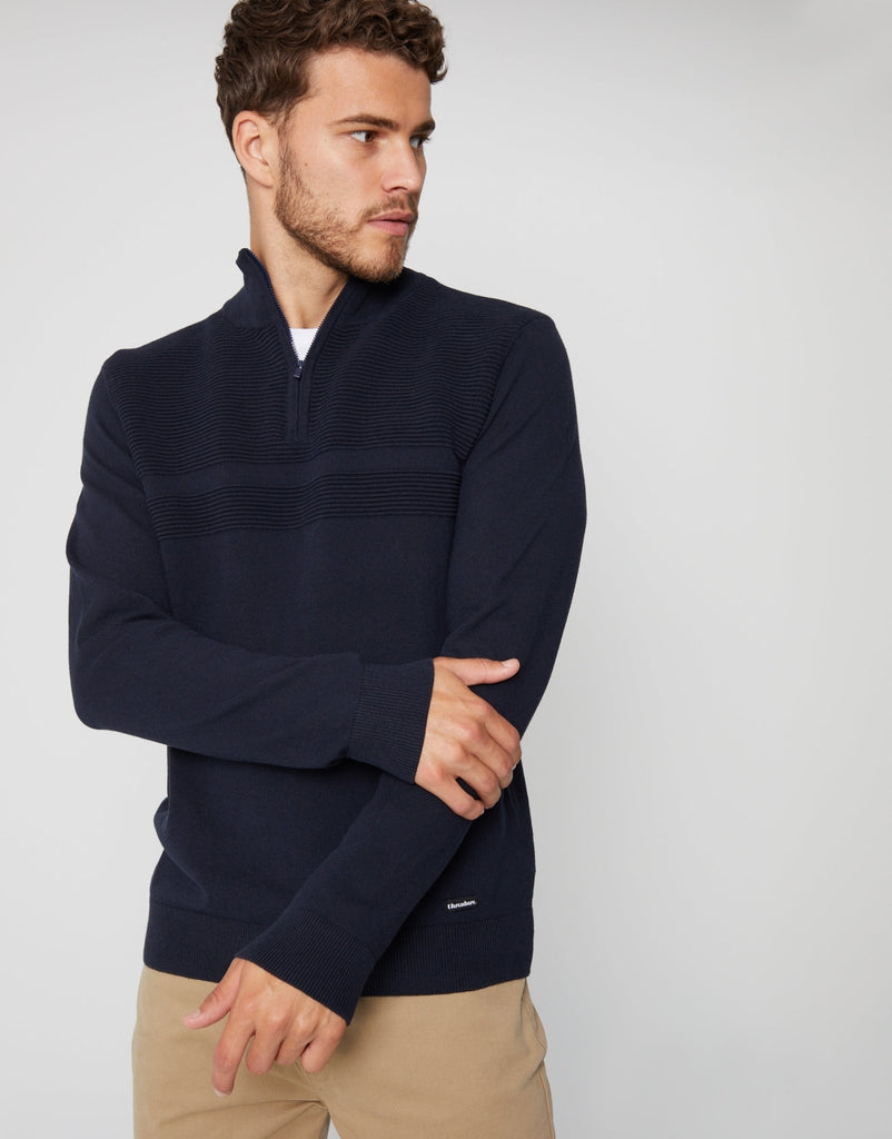 Rib Detail Knitted Quarter Zip Jumper