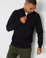 Black Funnel Neck Quarter Zip Knitted Jumper